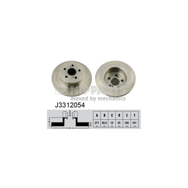 Jeu de 2 disques de frein arrière NIPPARTS J3312054