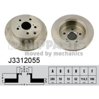 Jeu de 2 disques de frein arrière NIPPARTS J3312055