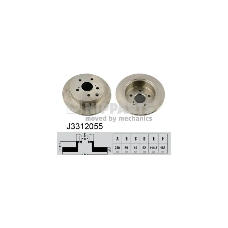 Jeu de 2 disques de frein arrière NIPPARTS J3312055