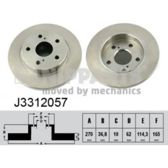 Jeu de 2 disques de frein arrière NIPPARTS J3312057