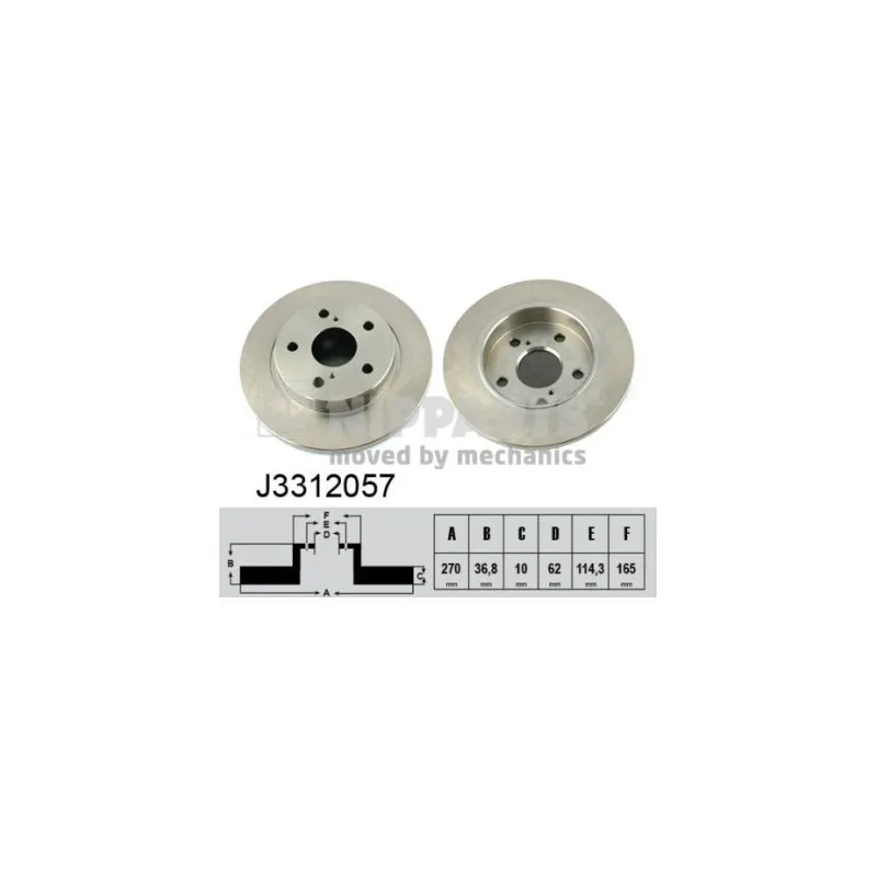 Jeu de 2 disques de frein arrière NIPPARTS J3312057