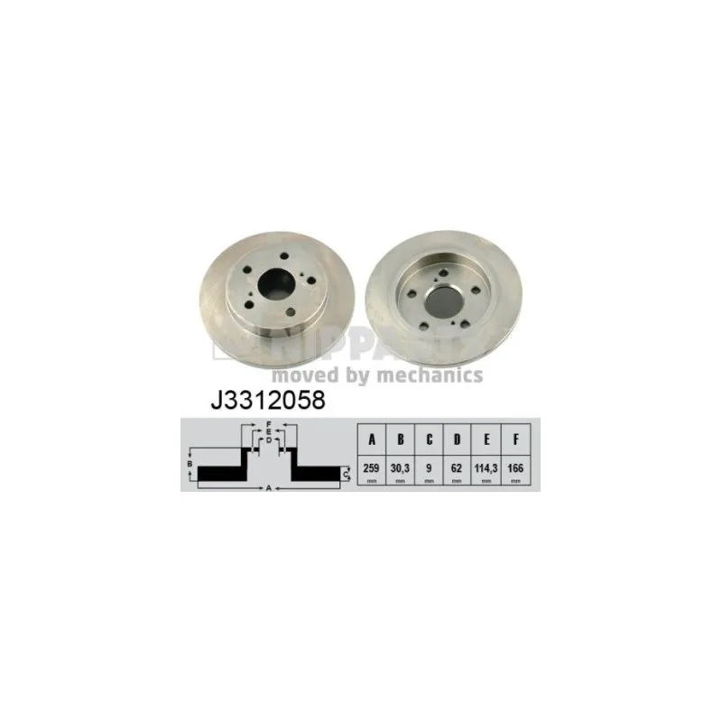 Jeu de 2 disques de frein arrière NIPPARTS J3312058