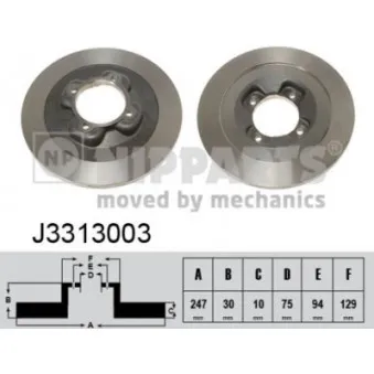 Jeu de 2 disques de frein arrière NIPPARTS J3313003