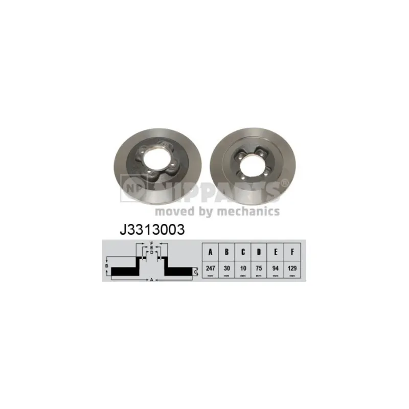 Jeu de 2 disques de frein arrière NIPPARTS J3313003