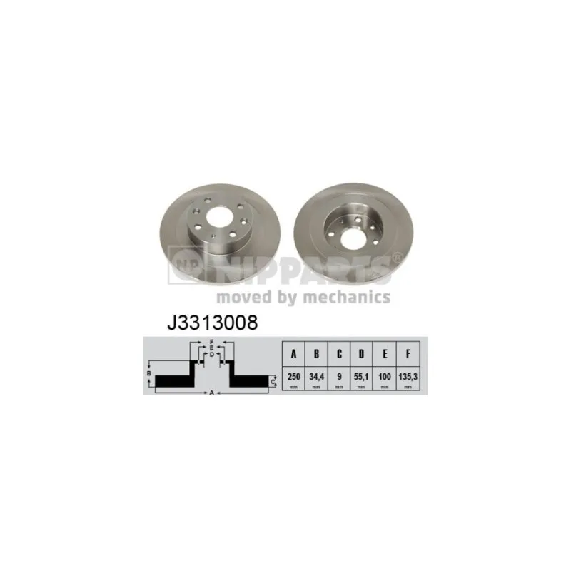 Jeu de 2 disques de frein arrière NIPPARTS J3313008