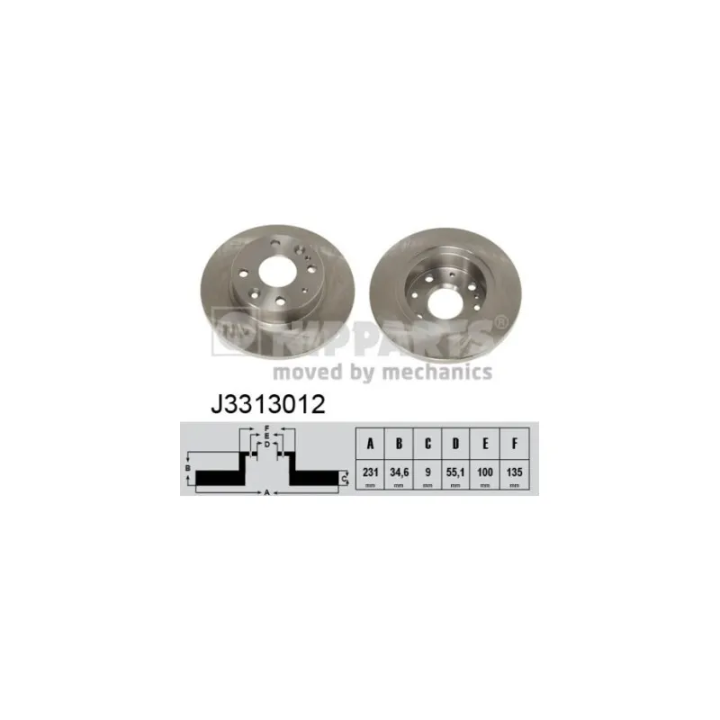 Jeu de 2 disques de frein arrière NIPPARTS J3313012