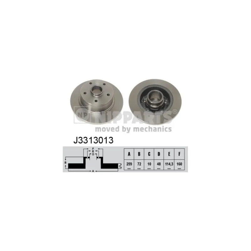 Jeu de 2 disques de frein arrière NIPPARTS J3313013