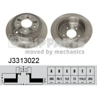 Jeu de 2 disques de frein arrière NIPPARTS J3313022