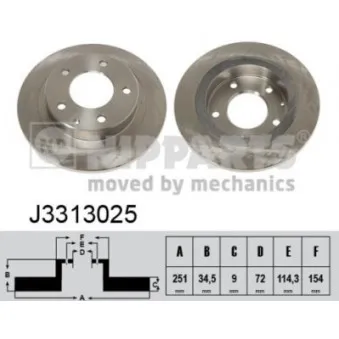 Jeu de 2 disques de frein arrière NIPPARTS J3313025