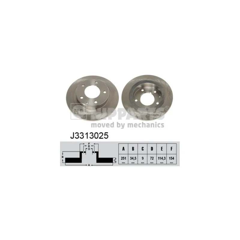 Jeu de 2 disques de frein arrière NIPPARTS J3313025