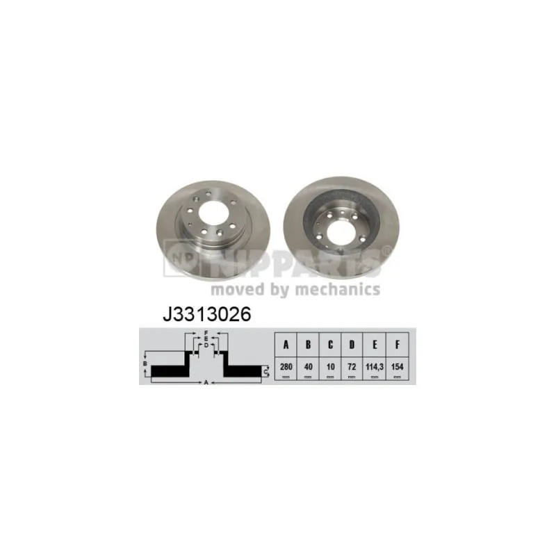 Jeu de 2 disques de frein arrière NIPPARTS J3313026