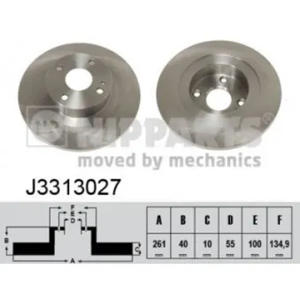 Jeu de 2 disques de frein arrière NIPPARTS J3313027