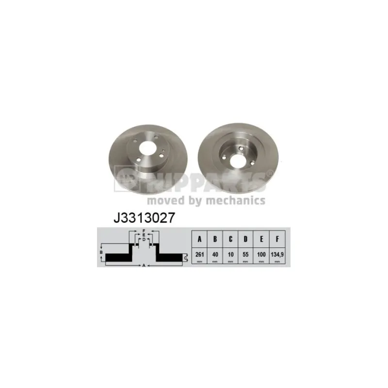 Jeu de 2 disques de frein arrière NIPPARTS J3313027