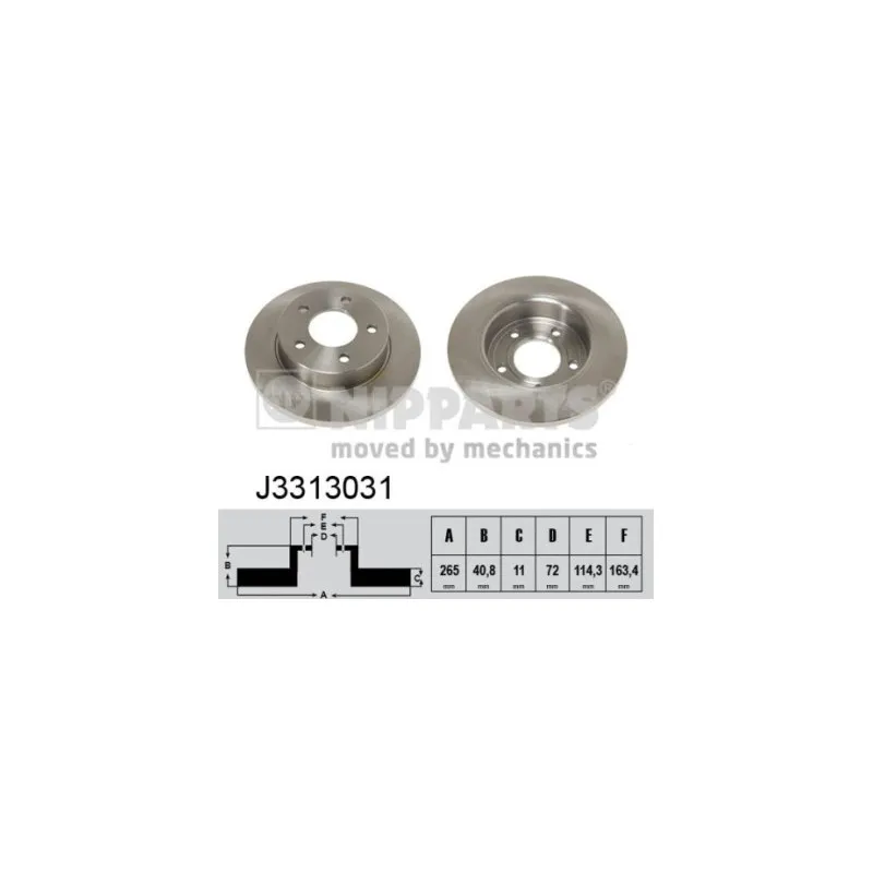 Jeu de 2 disques de frein arrière NIPPARTS J3313031