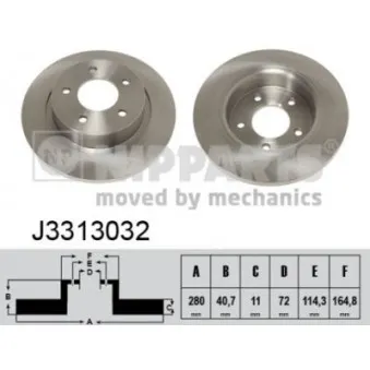 Jeu de 2 disques de frein arrière NIPPARTS J3313032