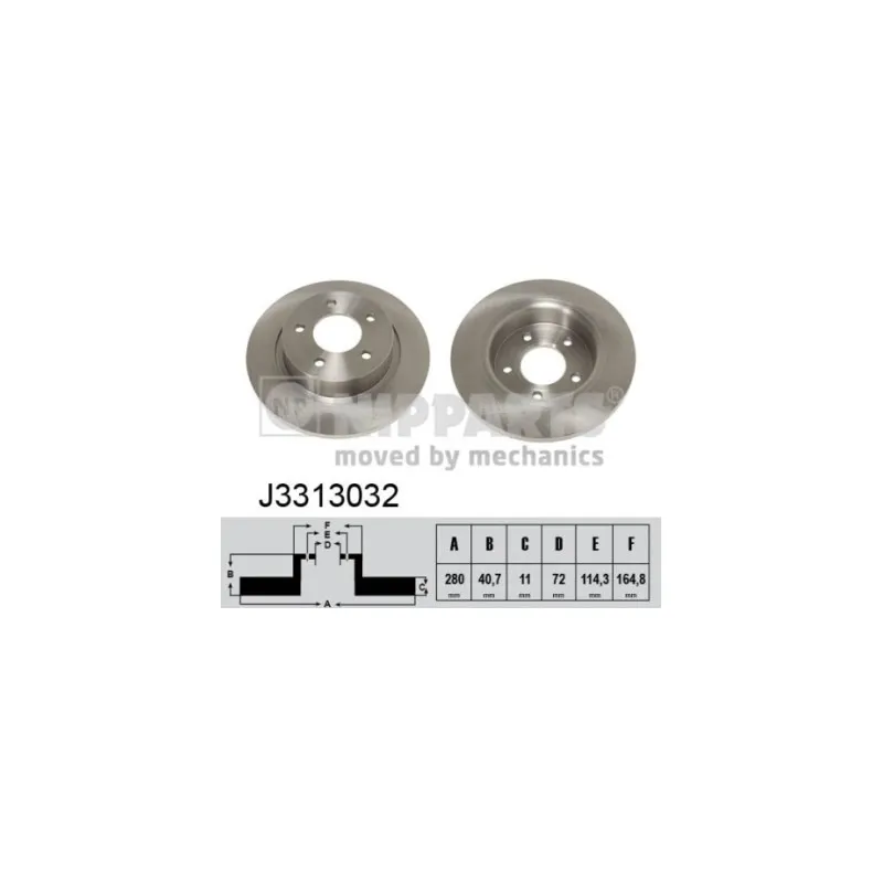 Jeu de 2 disques de frein arrière NIPPARTS J3313032