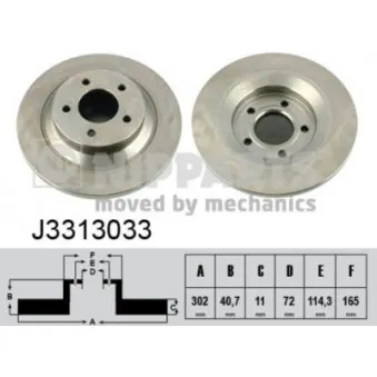 Jeu de 2 disques de frein arrière NIPPARTS J3313033