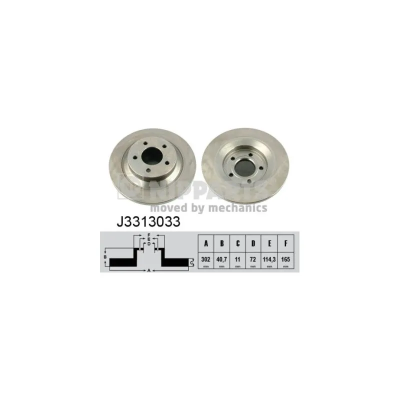 Jeu de 2 disques de frein arrière NIPPARTS J3313033