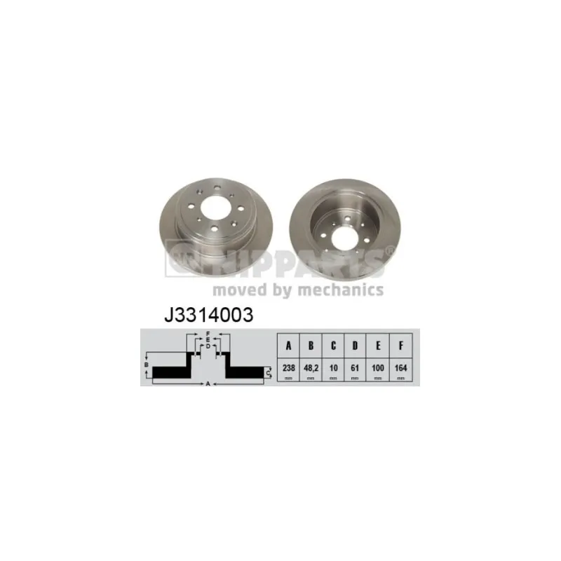 Jeu de 2 disques de frein arrière NIPPARTS J3314003