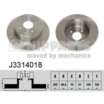 Jeu de 2 disques de frein arrière NIPPARTS J3314018