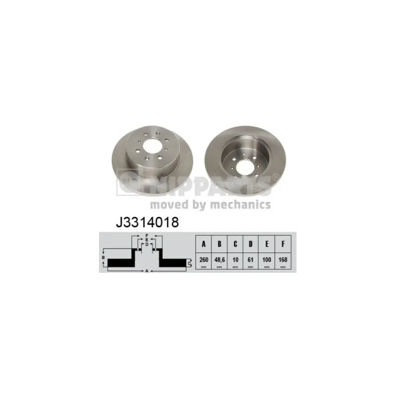 Jeu de 2 disques de frein arrière NIPPARTS J3314018