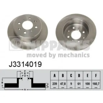 Jeu de 2 disques de frein arrière NIPPARTS J3314019