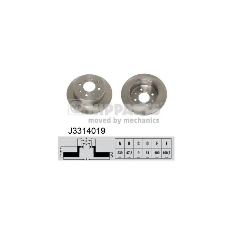 Jeu de 2 disques de frein arrière NIPPARTS J3314019