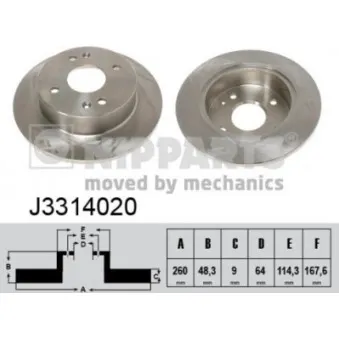 Jeu de 2 disques de frein arrière NIPPARTS J3314020