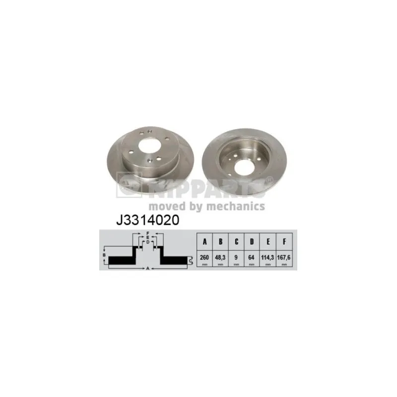 Jeu de 2 disques de frein arrière NIPPARTS J3314020