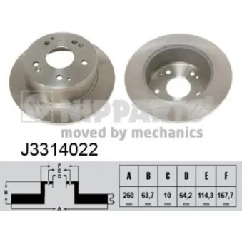 Jeu de 2 disques de frein arrière NIPPARTS J3314022