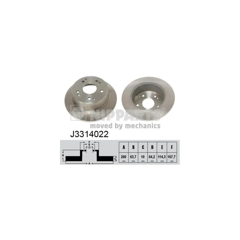Jeu de 2 disques de frein arrière NIPPARTS J3314022