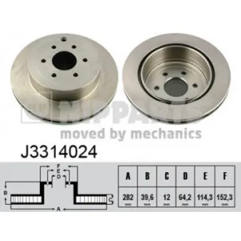 Jeu de 2 disques de frein arrière NIPPARTS J3314024