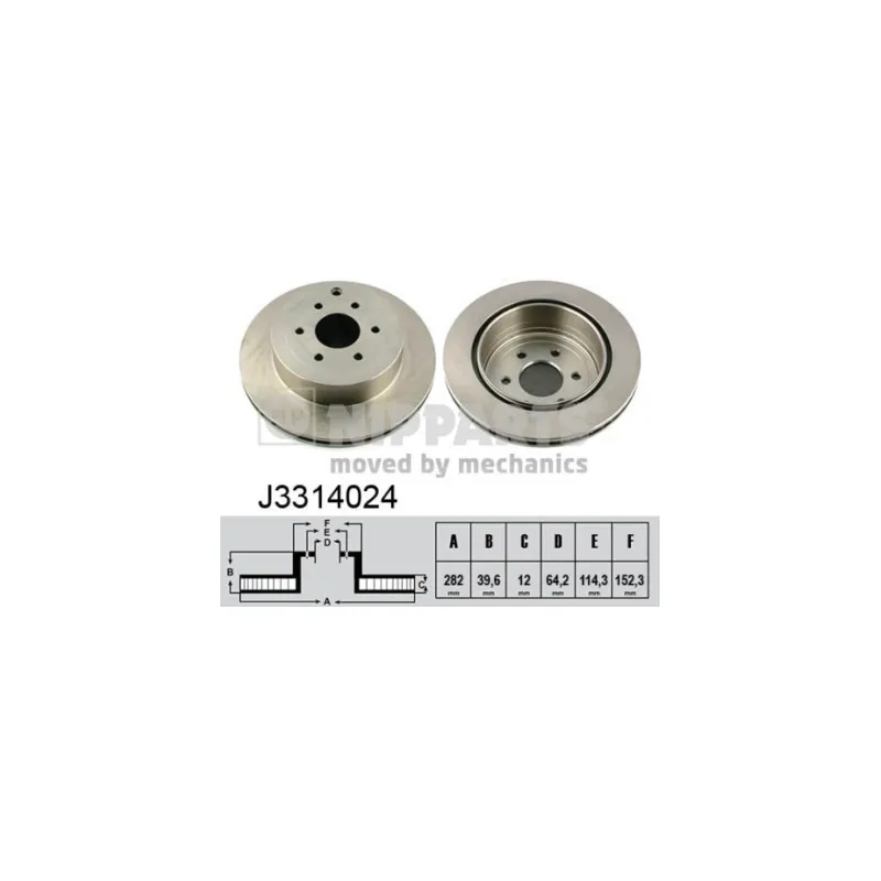 Jeu de 2 disques de frein arrière NIPPARTS J3314024