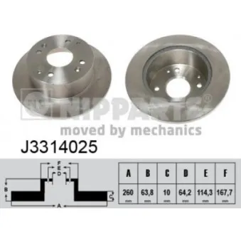 Jeu de 2 disques de frein arrière NIPPARTS J3314025