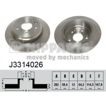 Jeu de 2 disques de frein arrière NIPPARTS J3314026