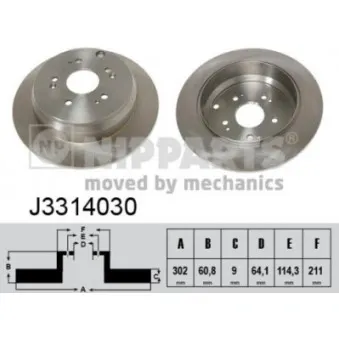 Jeu de 2 disques de frein arrière NIPPARTS J3314030