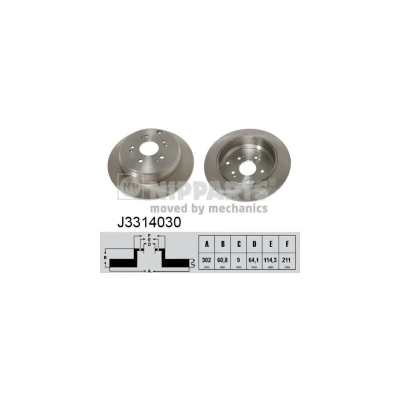 Jeu de 2 disques de frein arrière NIPPARTS J3314030