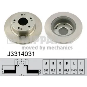 Jeu de 2 disques de frein arrière NIPPARTS J3314031
