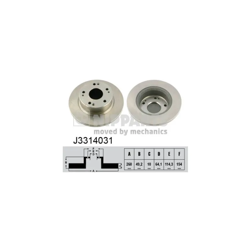 Jeu de 2 disques de frein arrière NIPPARTS J3314031