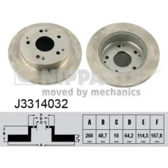 Jeu de 2 disques de frein arrière NIPPARTS J3314032