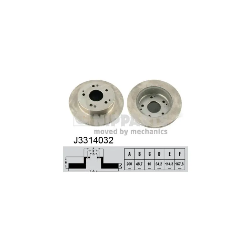 Jeu de 2 disques de frein arrière NIPPARTS J3314032