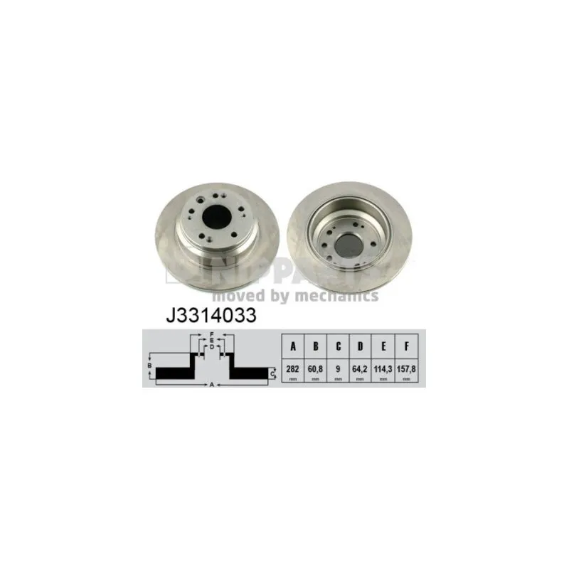 Jeu de 2 disques de frein arrière NIPPARTS J3314033