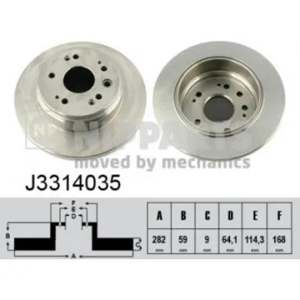 Jeu de 2 disques de frein arrière NIPPARTS J3314035
