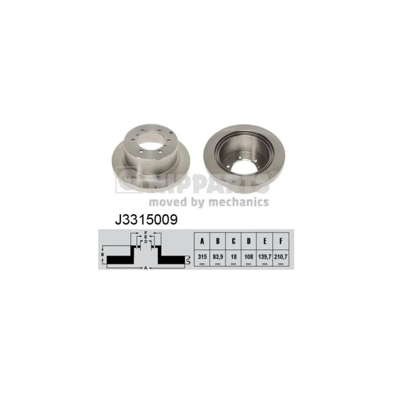 Jeu de 2 disques de frein arrière NIPPARTS J3315009