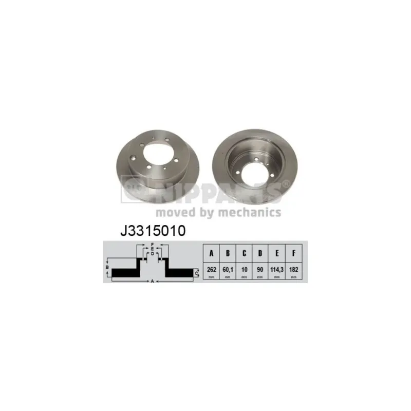 Jeu de 2 disques de frein arrière NIPPARTS J3315010