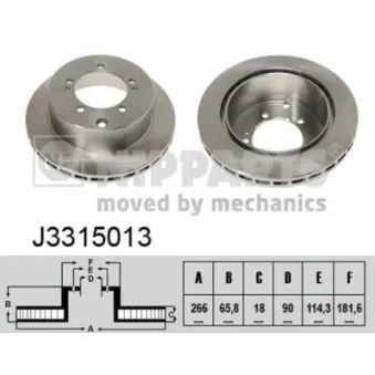 Jeu de 2 disques de frein arrière NIPPARTS J3315013