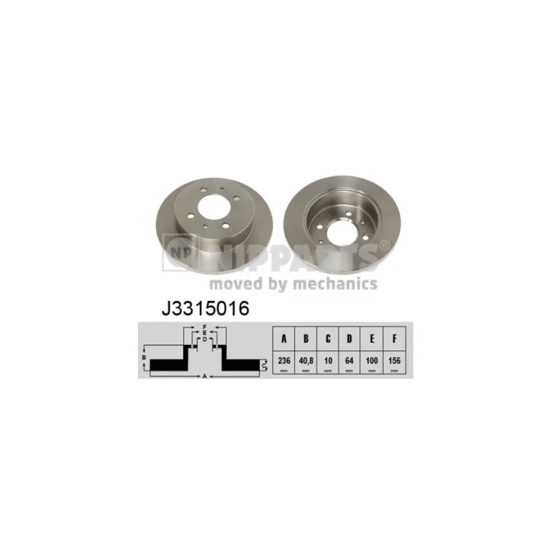 Jeu de 2 disques de frein arrière NIPPARTS J3315016