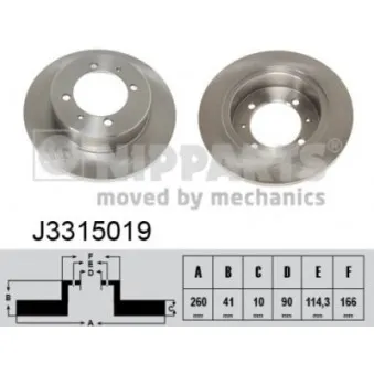 Jeu de 2 disques de frein arrière NIPPARTS J3315019
