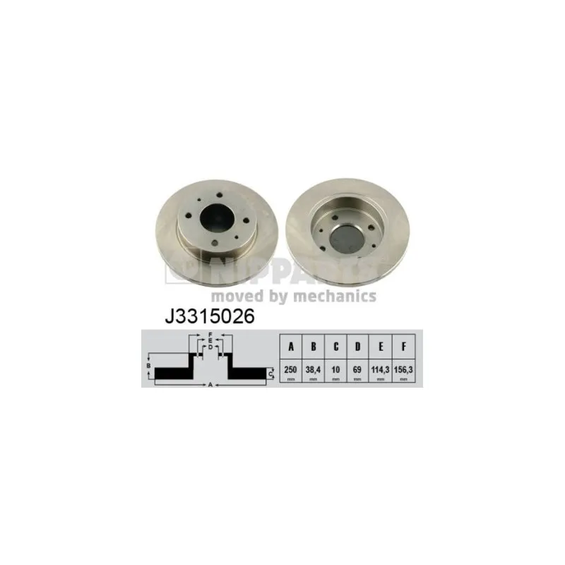 Jeu de 2 disques de frein arrière NIPPARTS J3315026