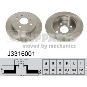 Jeu de 2 disques de frein arrière NIPPARTS J3316001